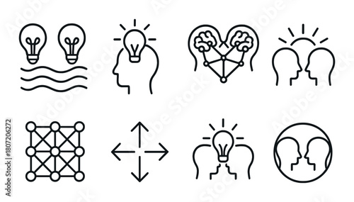Abstract brainstorming icons representing ideas and communication concepts
