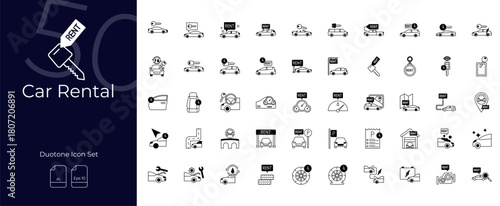 Car Rental Duotone Editable Icons set