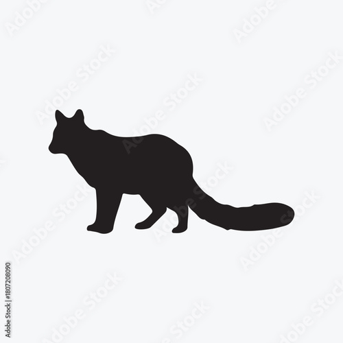 Wild Fox Silhouette Standing Pose – Forest Animal Vector Illustration