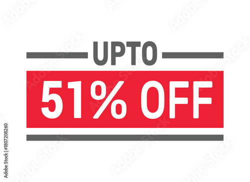 Up to 51% Off sale offer text design icon vector illustration
