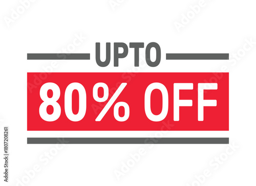 Up to 80% Off sale offer text design icon vector illustration