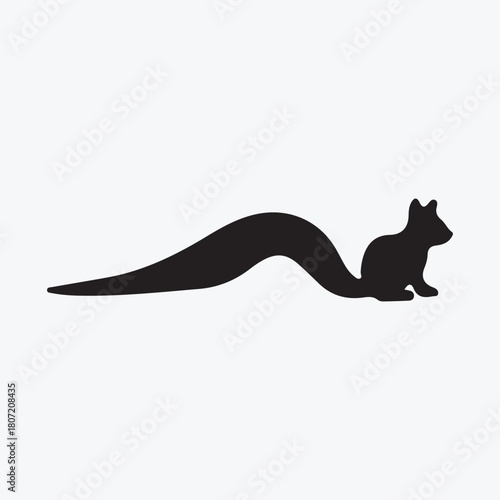 Squirrel Silhouette with Extra Long Tail – Forest Wildlife Vector Illustration