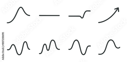 Abstract black and white sound waves and arrows on dark background