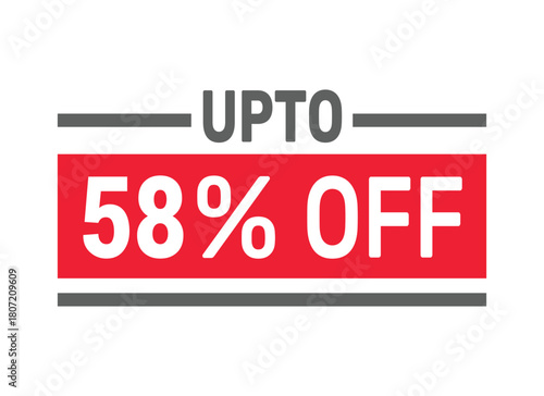 Up to 58% Off sale offer text design icon vector illustration