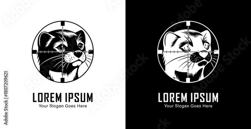 The logo design is in the shape of a weasel head which is in the shot