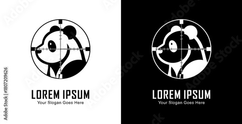 Panda head logo design in the shot