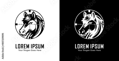 Horse head logo design in the shot