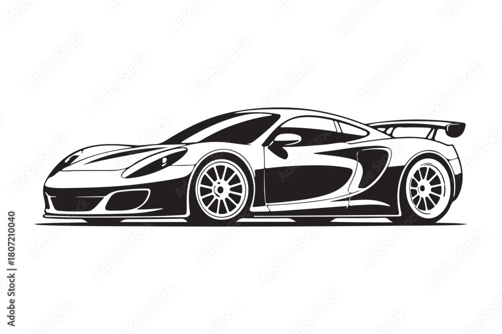 Naklejka premium Sleek sports car illustration with aerodynamic design