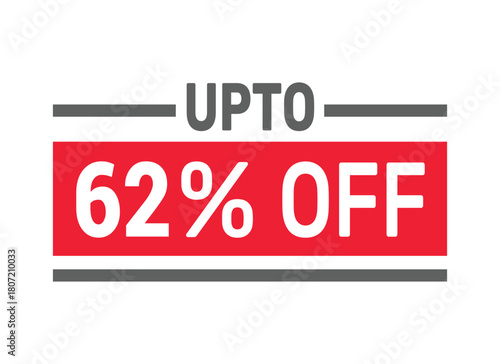 Up to 62% Off sale offer text design icon vector illustration