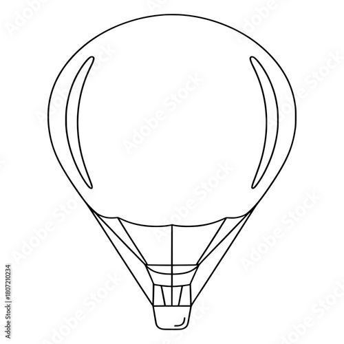 A minimalist line art illustration of a floating hot air balloon, presented as a clean and simple vector graphic
