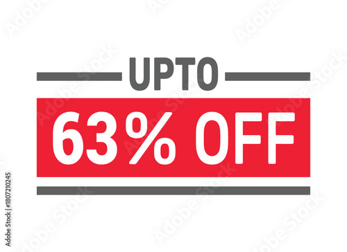 Up to 63% Off sale offer text design icon vector illustration