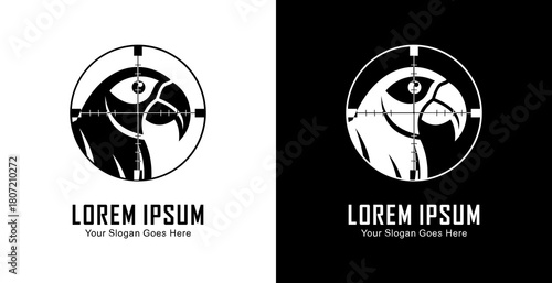 The logo design is in the shape of a parrot's head which is in the shot