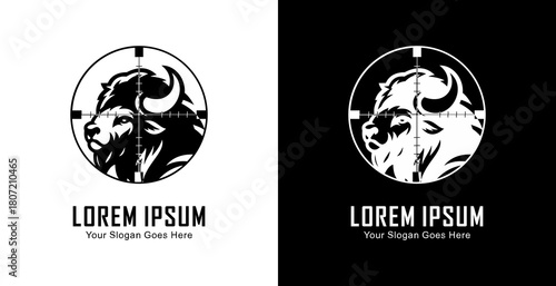 The logo design is in the shape of a bison head which is in the shot