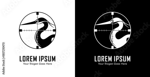 The logo design is in the shape of a stork's head which is in the shot