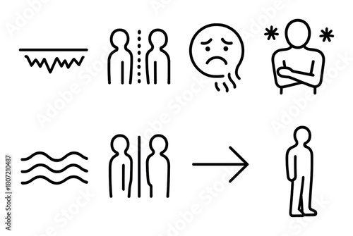 Conceptual illustration of emotional states with simple line icons