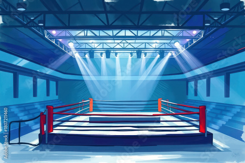 Dramatic Wrestling Ring Lighting Scene