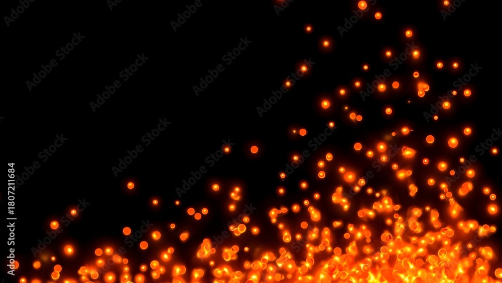 Fototapeta premium Fiery sparks and embers glowing against a dark background