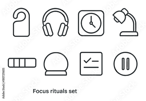 Minimalist icon set for productivity and focus routines