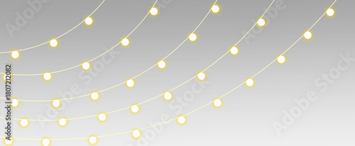 Parallel Curved String Lights Overlay – Warm White Festive Garland for Elegant Celebration Design