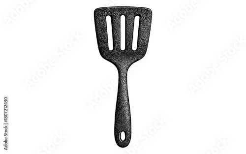 Vintage black textured kitchen spatula with ergonomic handle