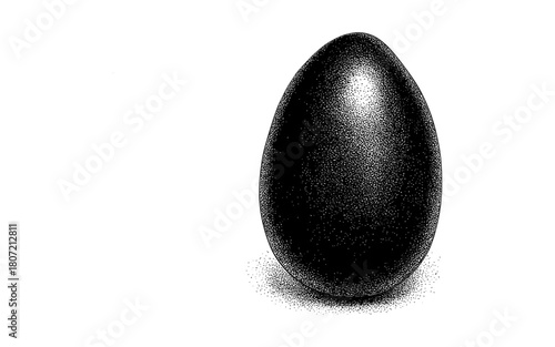 Detailed dotwork egg with shadow in black and white stippling art style