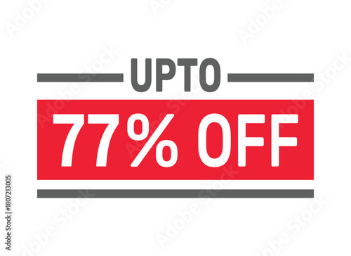 Up to 77% Off sale offer text design icon vector illustration