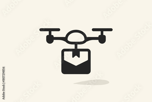 Simple icon of a delivery drone carrying a package in a minimalistic style