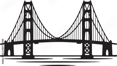 black silhouette of bridge on white background, vector