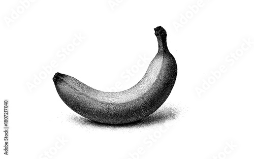Detailed dotwork banana artwork depicting monochrome stippled fruit design