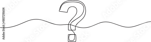 Single line art of a large question mark. Concept of doubt, mystery, query, or confusion.