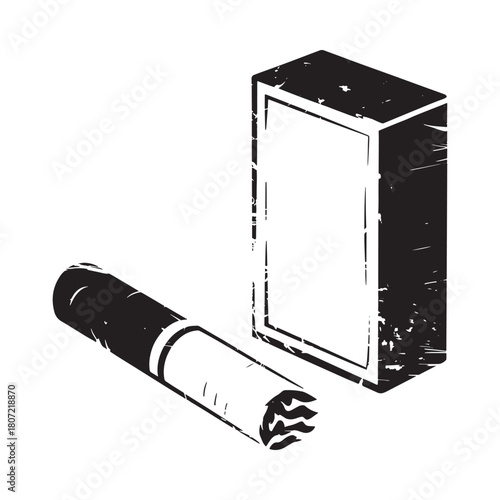 Simple illustration of a cigarette and matchbox