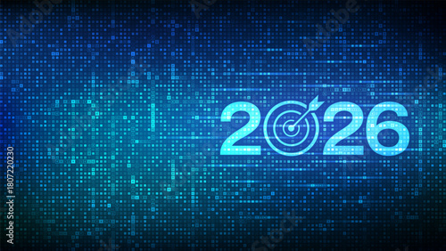 2026 New year Goals and plans. Numbers 2026 made with currency symbols. New 2026 financial year. Business plan and strategies. New 2026 fiscal year. Background with currency signs. Vector illustration