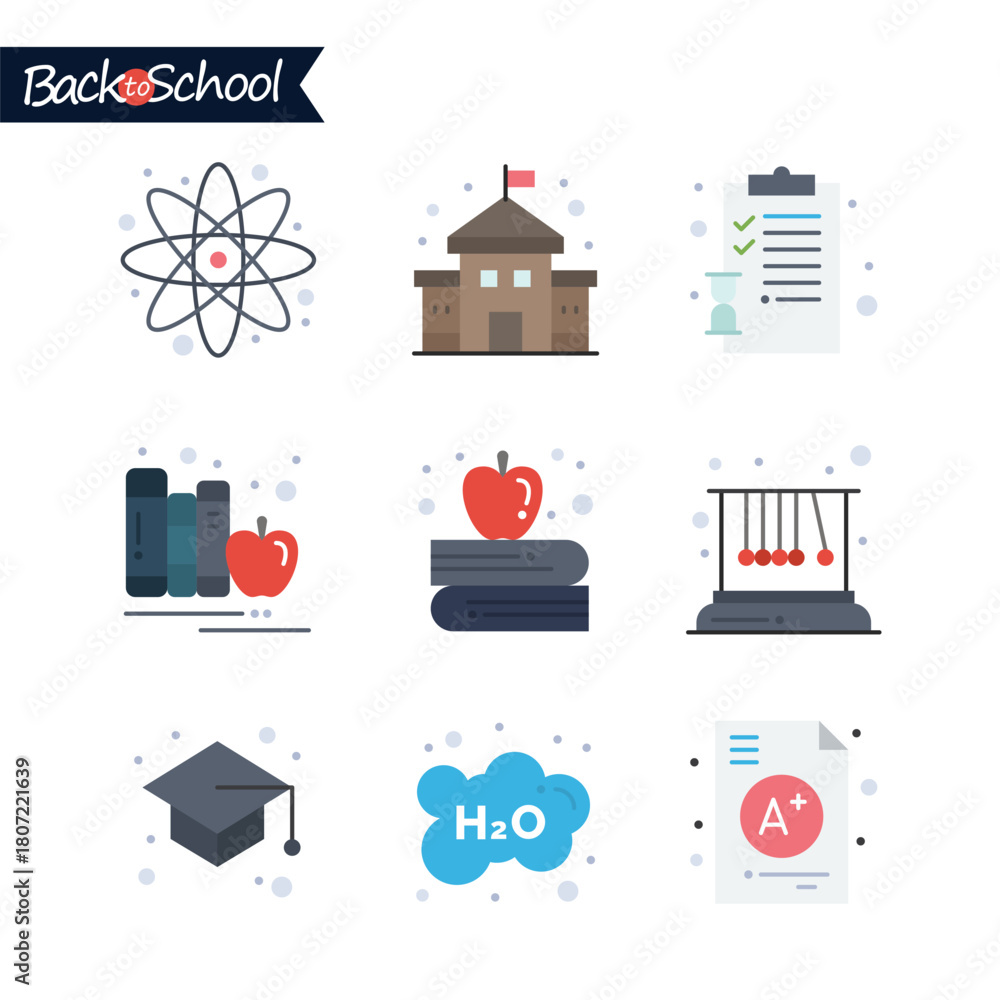 Fototapeta premium Back to School icon. Education and Learning line icons set.