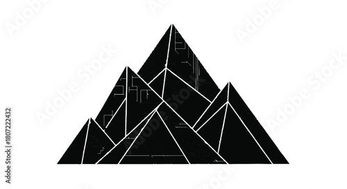Abstract geometric mountain range illustration with sharp peaks and clean lines