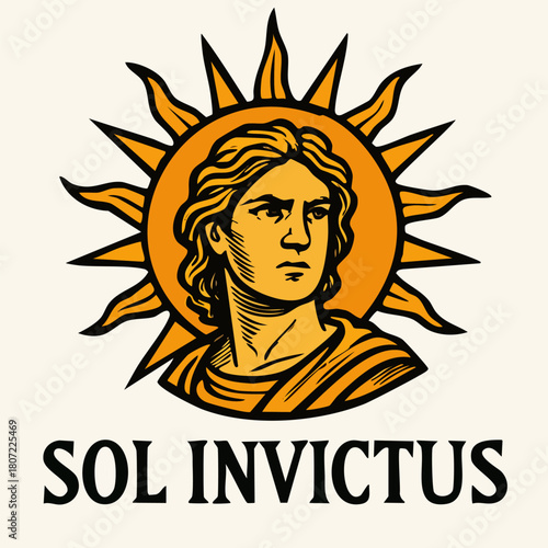 Sol Invictus Roman Sun God Vector Illustration