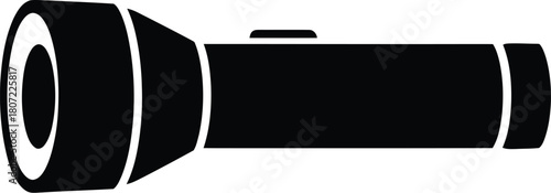 Black flashlight icon depicting a portable light source for emergencies or camping.