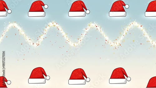 Festive Santa Hats and Sparkling Trails Pattern.
