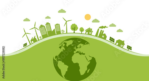 Promote environmental awareness with a modern green energy design highlighting sustainability and a healthy planet