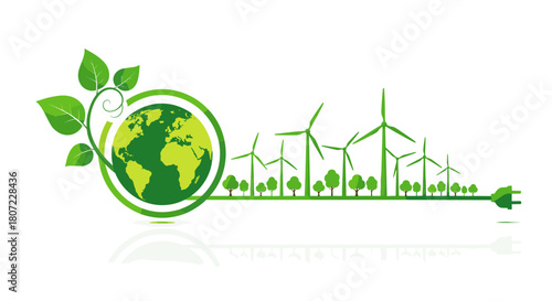 Sustainable earth powered by wind power for a cleaner future and eco friendly environment with green energy