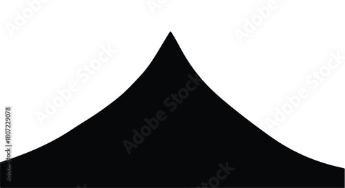 Abstract black peak shape against a clean white background, suggesting a mountain or aspiration.