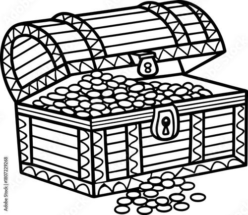 Open treasure chest filled with gold coins wealth abundance, discovery, fortune, riches, prosperity concept