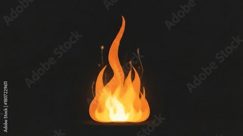 Flames of fire burning brightly on a dark background.
