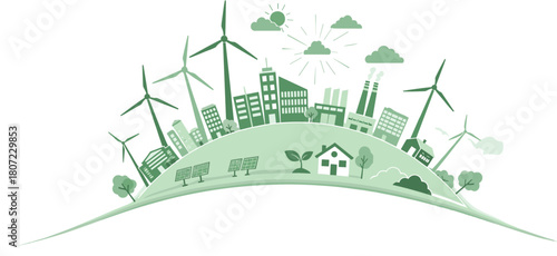 Sustainable city powered by clean energy and eco-friendly living for a vibrant future lifestyle