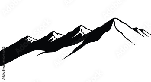 Majestic mountain range silhouette against a bright sky, evoking adventure and natural beauty.