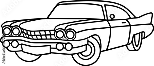 Classic vintage car outline illustration retro automobile, old vehicle, collectible antique transport