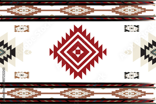 Southwestern Tribal Geometric Pattern in Red, Brown, and Cream