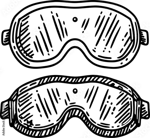 Sketch sleep eye masks isolated on white hand drawn bedtime accessory for comfort and relaxation