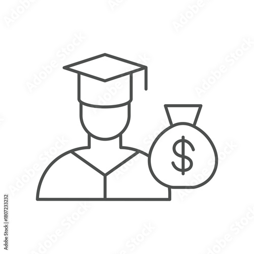 Student Loan thinline icon , vector, pixel perfect, illustrator file 
