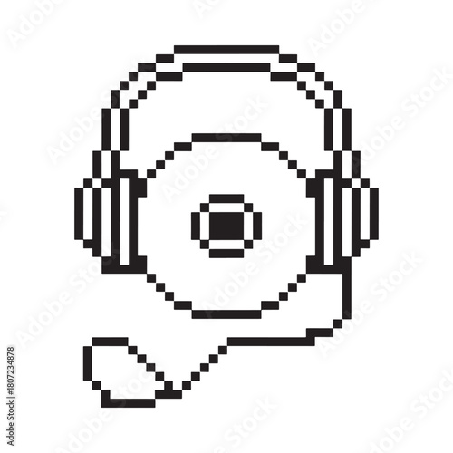 Pixel art headphones and cd icon