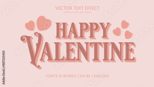 Happy valentine day editable text effect., Vintage text style.